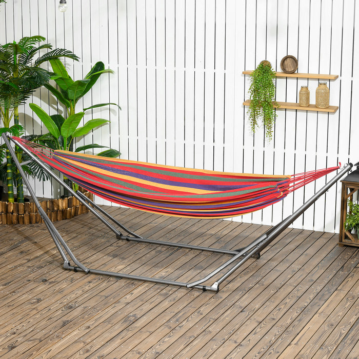 Foldable Multipurpose Metal Hammock Stand - 2-in-1 Design as Hammock and Clothes Drying Rack - Ideal for Outdoor Relaxation and Laundry Drying, 120kg Load Capacity