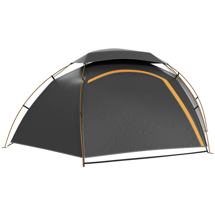 Dome Camping Tent with Aluminum Frame - Removable Rainfly, 2000mm Waterproof, 1-2 Person Capacity, Grey - Perfect Shelter for Outdoor Enthusiasts