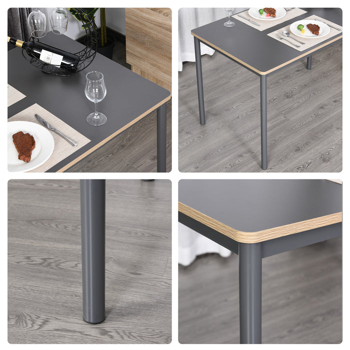 Minimalistic 120cm Dining Table with Steel Frame - Sturdy Rectangular Table with Foot Pads for Home & Work - Ideal for Dining and Display in Grey