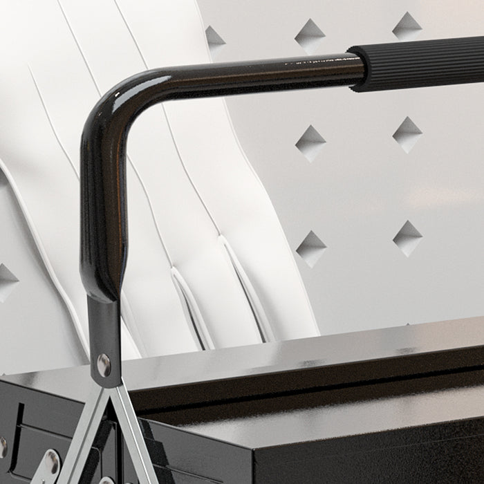 3 Tier Metal Toolbox with 5 Trays - Durable Workshop Storage Solution with Portable Carry Handle, 56x20x34cm - Ideal for Professionals & DIY Enthusiasts