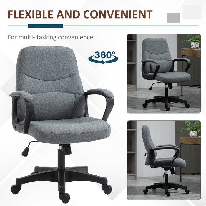 Ergonomic High-Back Office Chair with Lumbar Massager - 360° Swivel, Adjustable Height & Tilt, Grey - Enhanced Comfort for Extended Desk Work