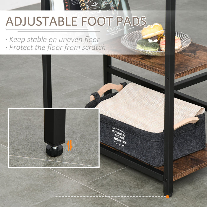 Industrial Bar Height Dining Table Set with Side Shelf - Includes 2 Stools for Kitchen or Dinette - 3-Piece Coffee and Dining Room Furniture Combo