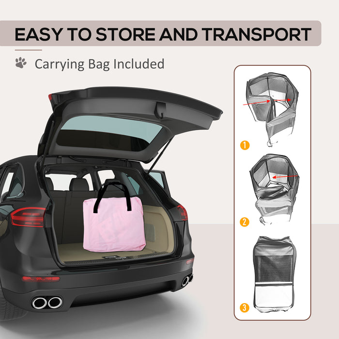 Portable Fabric Pet Playpen for Small Animals - Indoor/Outdoor Enclosure with Spacious Play Area, Dia 90 x 41H cm - Ideal for Puppies, Kittens, Rabbits, Guinea Pigs in Pink and Cream