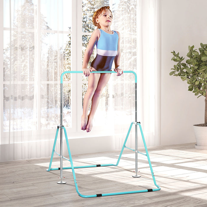 Foldable Kids Gymnastics Bar with Adjustable Height - Sturdy Horizontal Training Bar with Triangle Base - Perfect for Young Gymnasts at Home