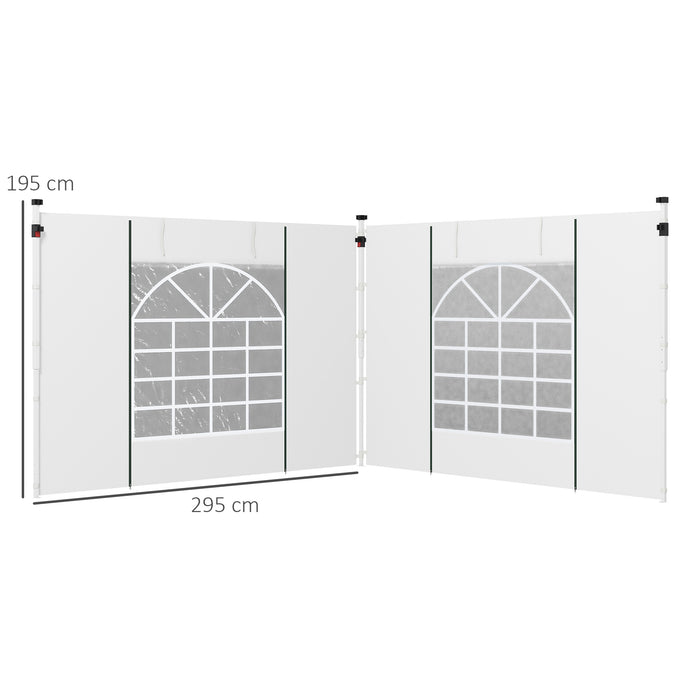 2-Pack Gazebo Replacement Side Panels with Windows - Fits 3x3m or 3x6m Pop-Up Gazebos, Includes Doors - Perfect for Outdoor Shelter and Privacy