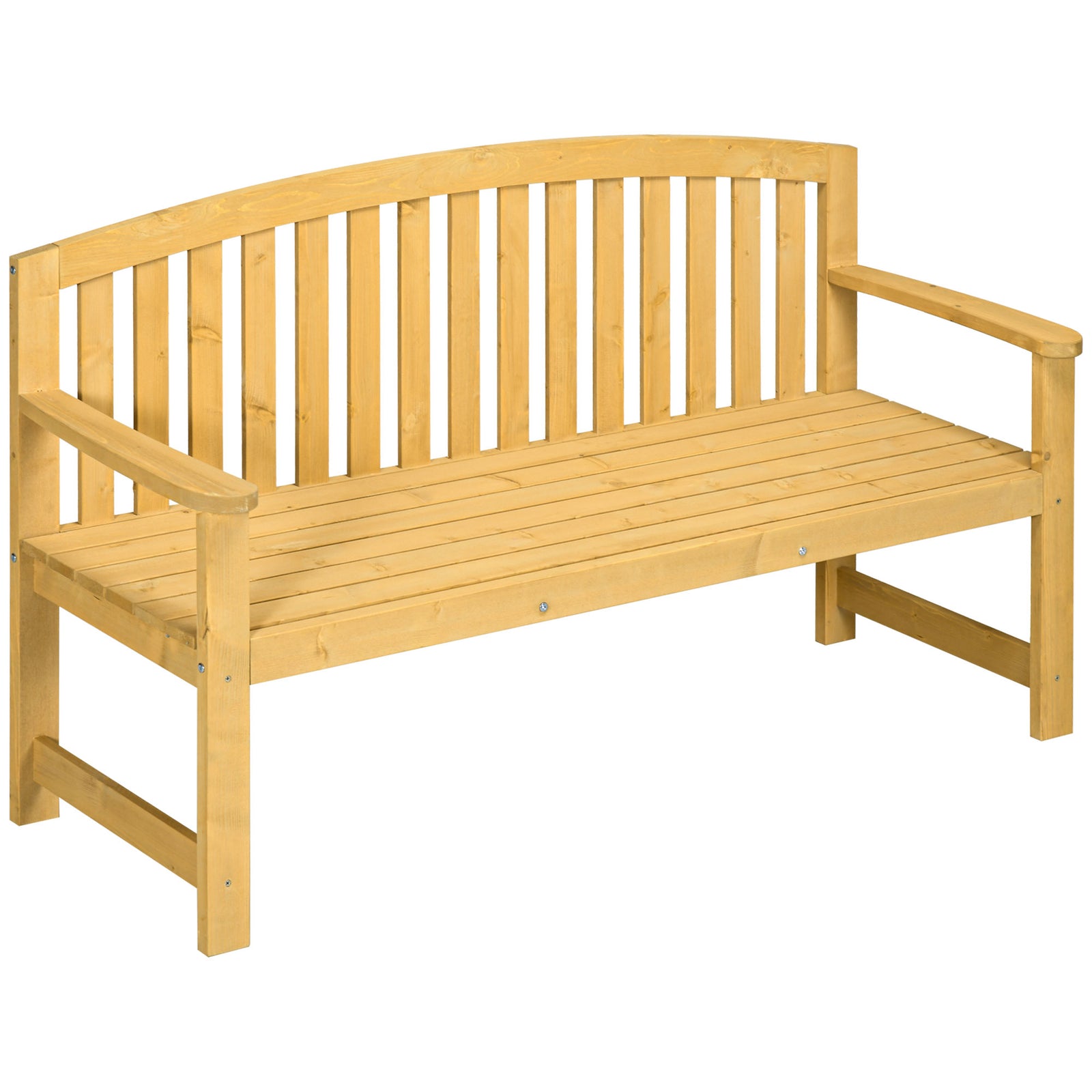 2 Seater Wooden Garden Bench with Armrests - Outdoor Patio Seating for Park and Balcony - Ideal for Relaxing in Your Home's Exterior Spaces