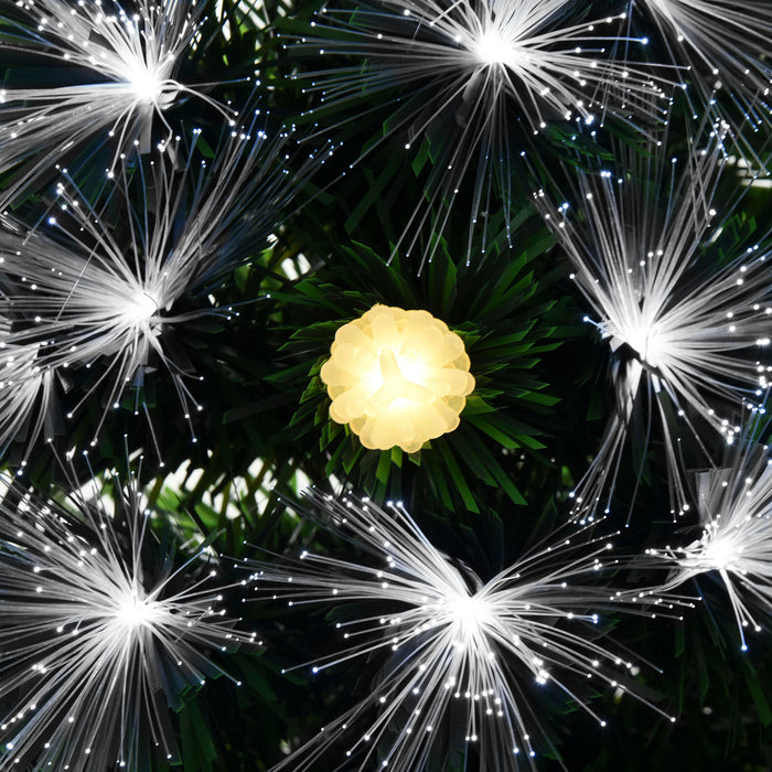 HOMCM 4ft Pre-Lit Christmas Tree - 130 LED Lights with Star Topper and Sturdy Tri-Base - Full-Bodied White Artificial Seasonal Home Decor for Festive Celebrations