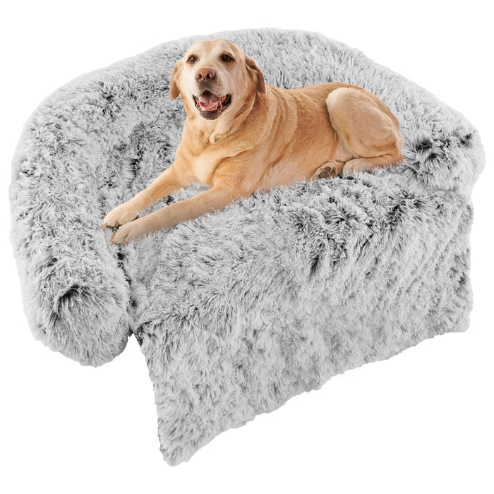 Fluffy Dog Mat - Couch Protector White Cover with Anti-slip Bottom, Detachable and Washable - Ideal for Protecting Furniture from Pet Damage