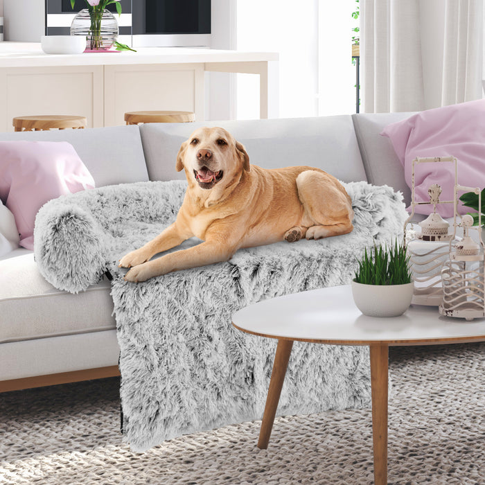 Fluffy Dog Mat - Couch Protector White Cover with Anti-slip Bottom, Detachable and Washable - Ideal for Protecting Furniture from Pet Damage