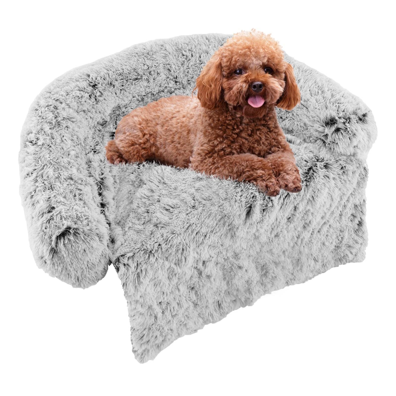 Fluffy Dog Mat - Couch Protector White Cover with Anti-slip Bottom, Detachable and Washable - Ideal for Protecting Furniture from Pet Damage