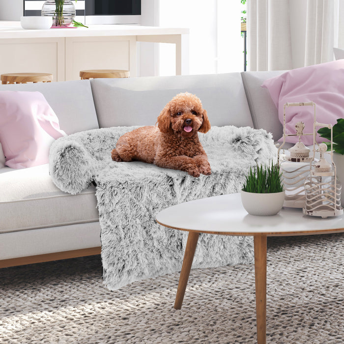 Fluffy Dog Mat - Couch Protector White Cover with Anti-slip Bottom, Detachable and Washable - Ideal for Protecting Furniture from Pet Damage