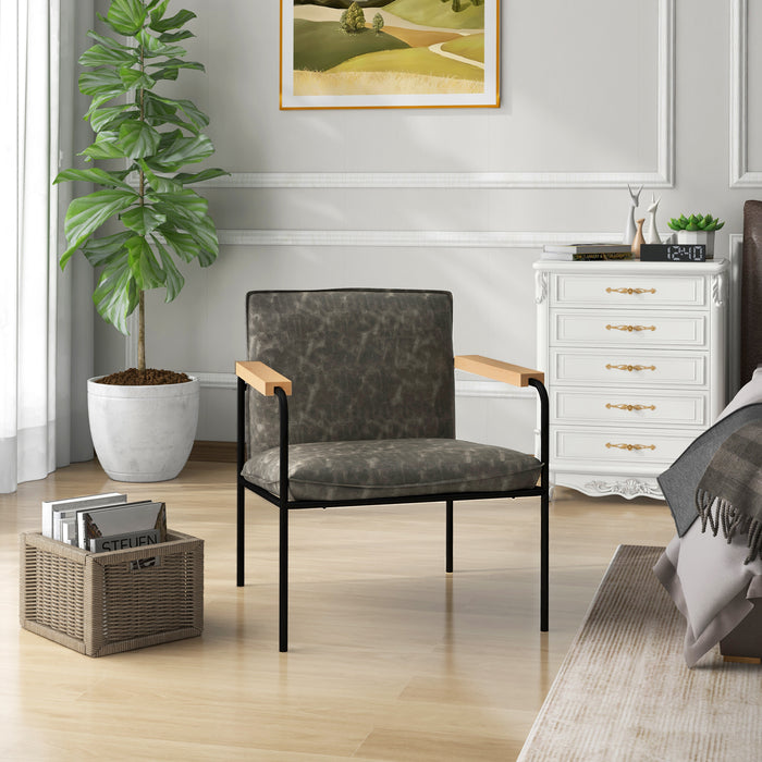 PU Leather - Camel Accent Chair with Armrests, Backrest, and Seat Cushion - Perfect for Enhancing Living Room Comfort