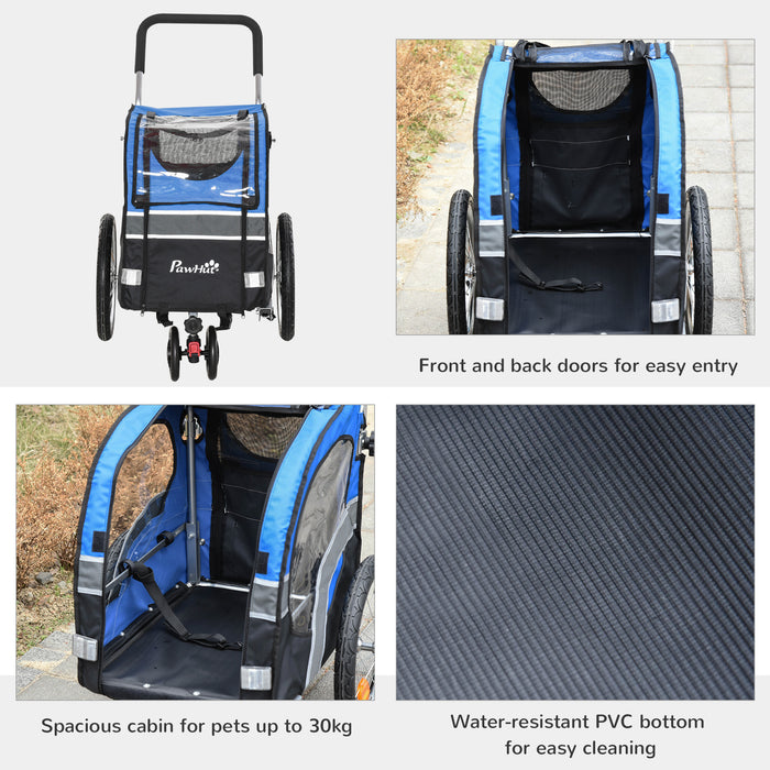 2-in-1 Convertible Dog Bike Trailer & Stroller - 360° Swivel Front Wheel, Reflective Safety Features, Weather-Resistant - Ideal for Pet Transport and Outdoor Adventures