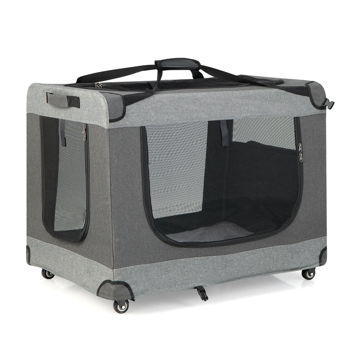 Majestic Pets - 3-Door Folding Cat Carrier with Wheels and Detachable Mat - Ideal Travel Solution for Cat Owners