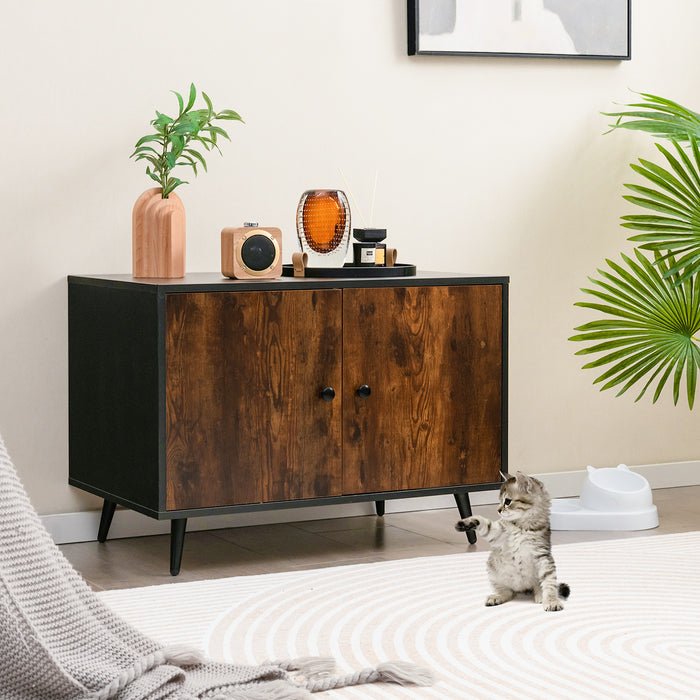 CatBox Co Modern Enclosure - Cat Litter Box with Divider, Two Cat Head-Shaped Entries - Ideal for Multiple Cats and Privacy Needers