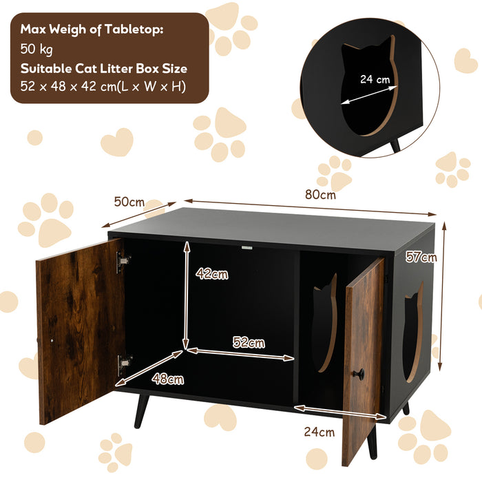 CatBox Co Modern Enclosure - Cat Litter Box with Divider, Two Cat Head-Shaped Entries - Ideal for Multiple Cats and Privacy Needers