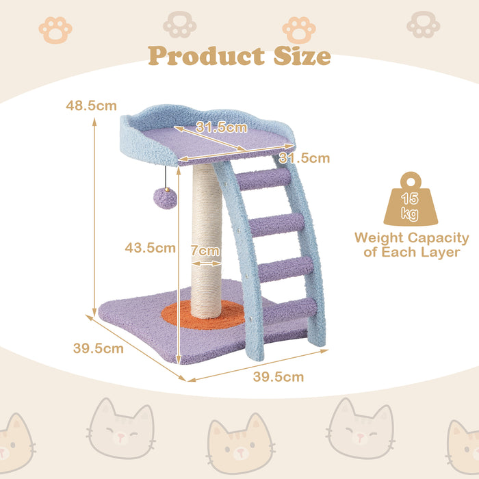 Modern Cat Tree Tower, 2-Tier Design - Indoor Play & Relaxation Furniture for Cats, in Purple - Perfect Solution for Keeping Indoor Cats Entertained and Active