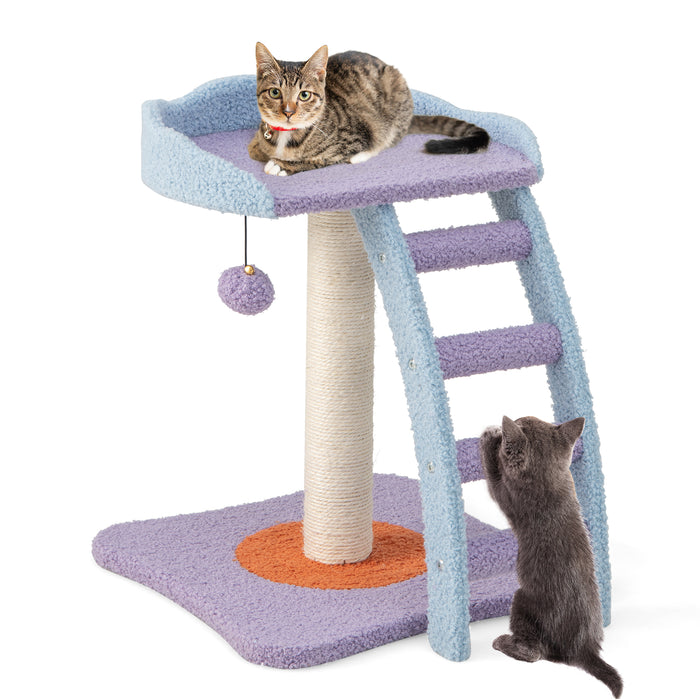 Modern Cat Tree Tower, 2-Tier Design - Indoor Play & Relaxation Furniture for Cats, in Purple - Perfect Solution for Keeping Indoor Cats Entertained and Active
