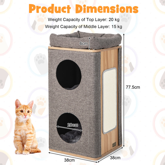 Barrel-Style Cat Condo - Modern Indoor Cat Furniture in Grey - Perfect for Keeping Cats Entertained and Comfortable
