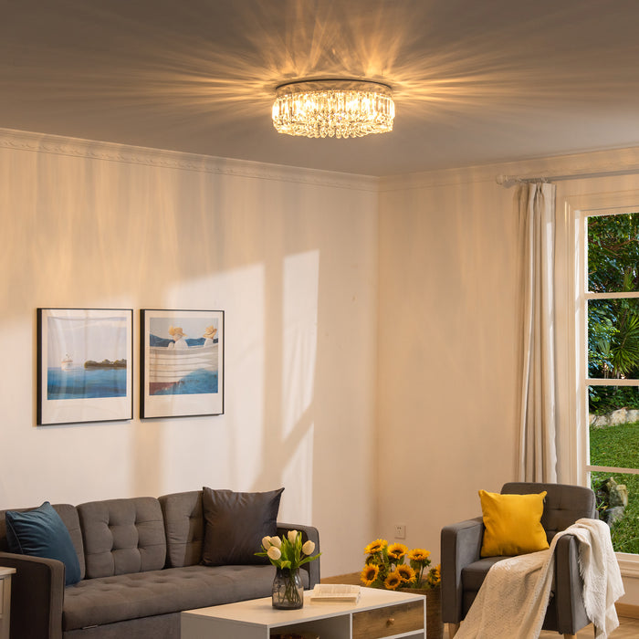 Stainless Steel Pendant Chandelier - Modern Crystal-Embellished Lighting Fixture for Home - Ideal for Living Room, Bedroom, Dining Room Elegance