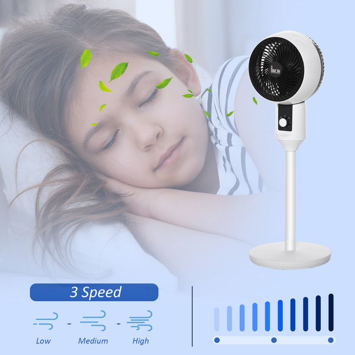32'' Air Circulator Fan with 3 Speed Settings - 70° Oscillation and 90° Vertical Tilt, Portable with Round Base and Carry Handle - Ideal for Living Room, Bedroom, Office in Sleek Black and White Design
