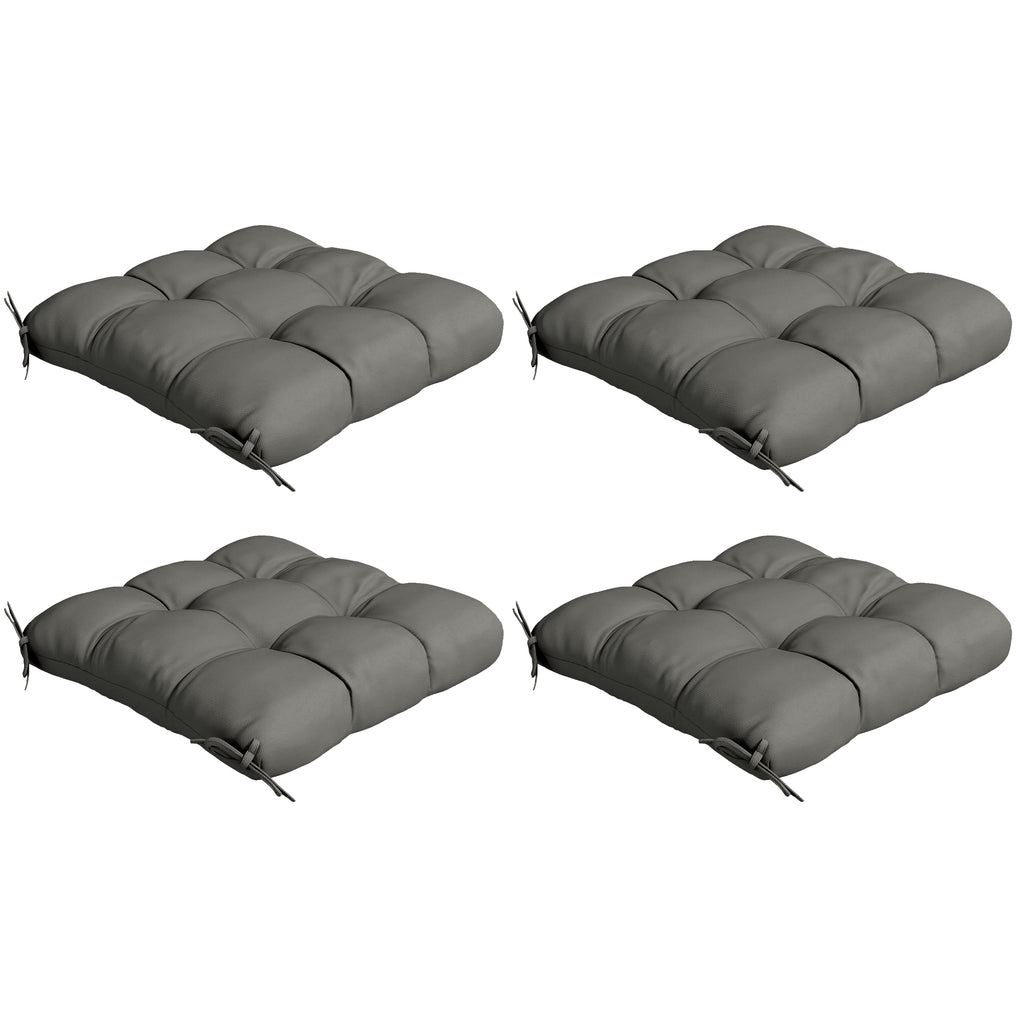 4-Piece Charcoal Grey Patio Chair Cushions - Comfortable Seat Cushion Pillows with Ties for Indoor/Outdoor Use - Ideal for Home and Garden Seating Upgrade