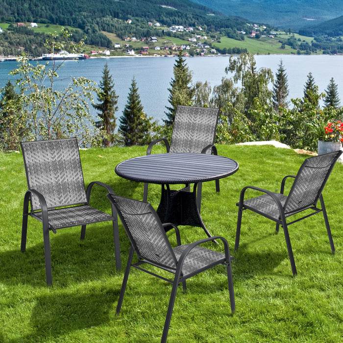 PE Wicker - Outdoor Stacking Dining Chairs in Grey - Perfect for Patio Dining and Entertaining Spaces