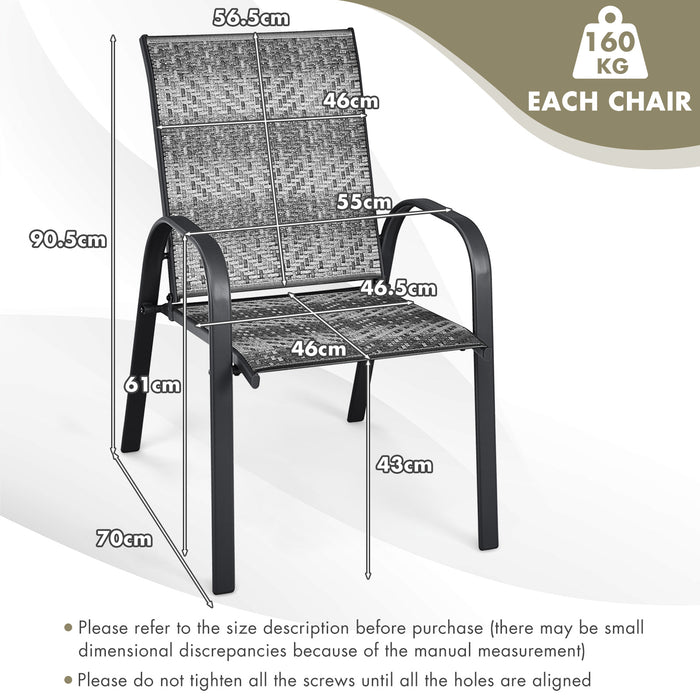 PE Wicker - Outdoor Stacking Dining Chairs in Grey - Perfect for Patio Dining and Entertaining Spaces
