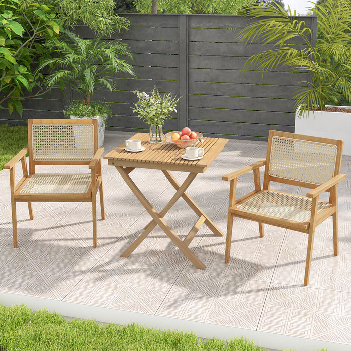 Patio Bistro Table - 70 cm with Slatted Tabletop and Sturdy Wood Frame - Ideal for Outdoor Dining or Socializing