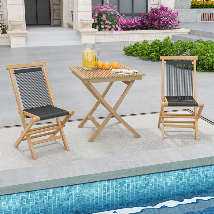 Patio Bistro Table - 70 cm with Slatted Tabletop and Sturdy Wood Frame - Ideal for Outdoor Dining or Socializing