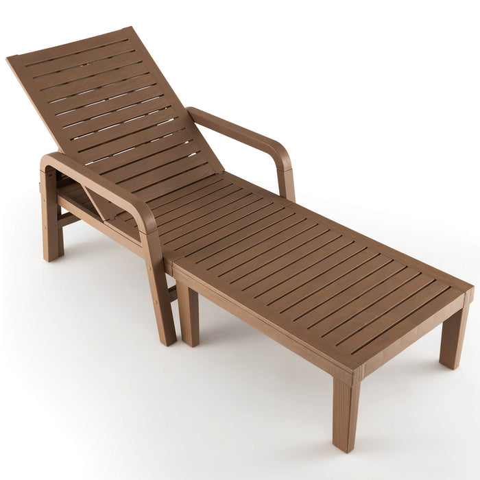 Patio PP - Chaise Lounge Chair with 4-Position Adjustable Backrest in Natural Finish - Ideal for Outdoor Relaxation and Sunbathing