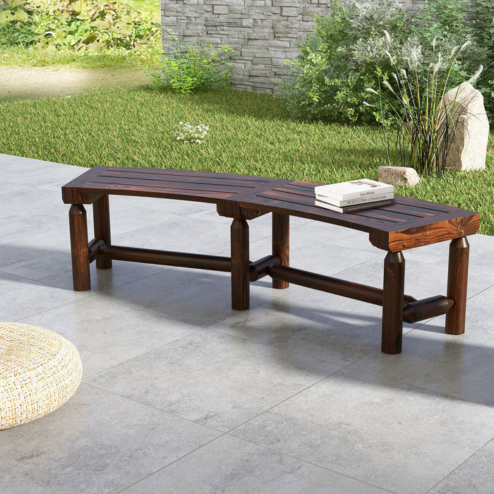 Patio Curved Bench - 2-Person Seating with Slatted Seat Design - Perfect for Round Table Arrangement