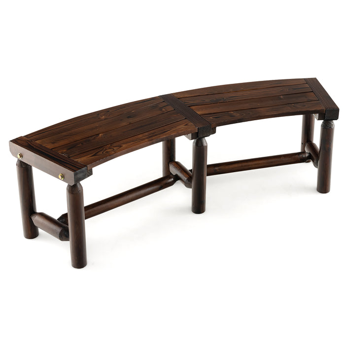 Patio Curved Bench - 2-Person Seating with Slatted Seat Design - Perfect for Round Table Arrangement