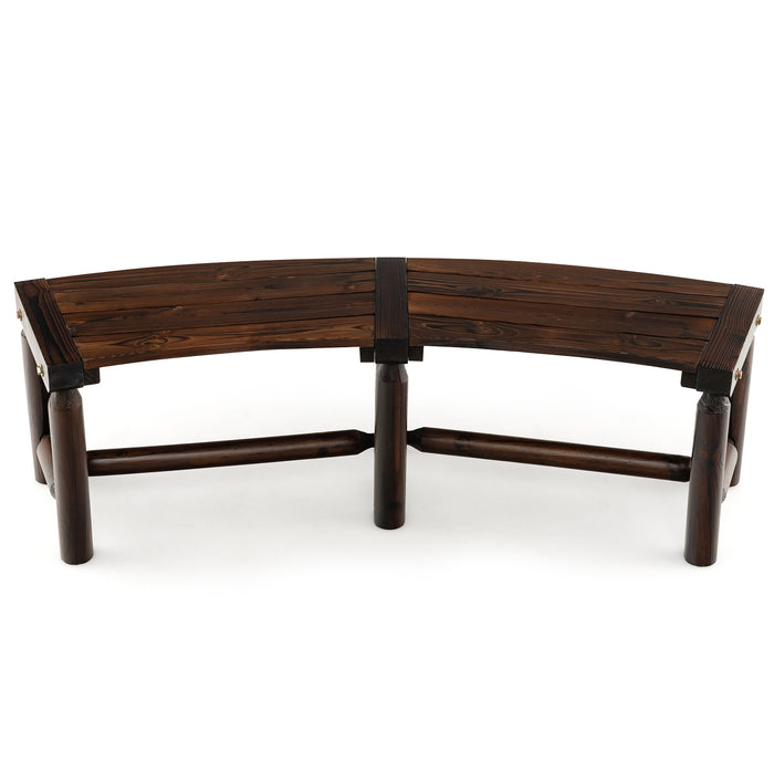 Patio Curved Bench - 2-Person Seating with Slatted Seat Design - Perfect for Round Table Arrangement