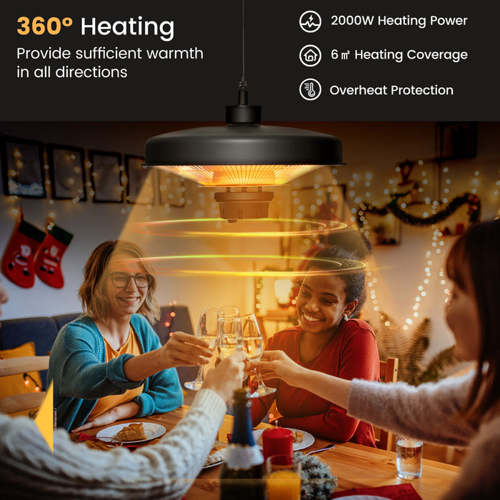 High-Power 2000W Outdoor Heater - Electric Patio Heater with Remote Control, Ceiling Mounted Design - Ideal for Outdoor Gatherings in Cool Weather