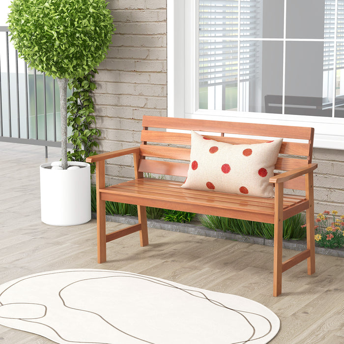Patio Hardwood Bench - Wood 2-Seat Chair with Breathable Slatted Seat - Ideal Garden Furniture for Comfortable Outdoor Seating