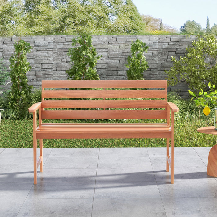 Patio Hardwood Bench - Wood 2-Seat Chair with Breathable Slatted Seat - Ideal Garden Furniture for Comfortable Outdoor Seating