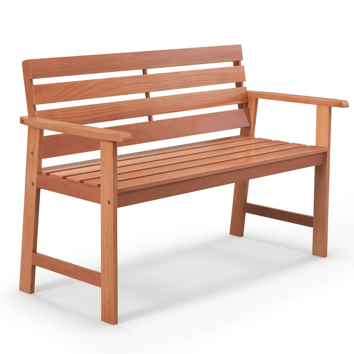 Patio Hardwood Bench - Wood 2-Seat Chair with Breathable Slatted Seat - Ideal Garden Furniture for Comfortable Outdoor Seating