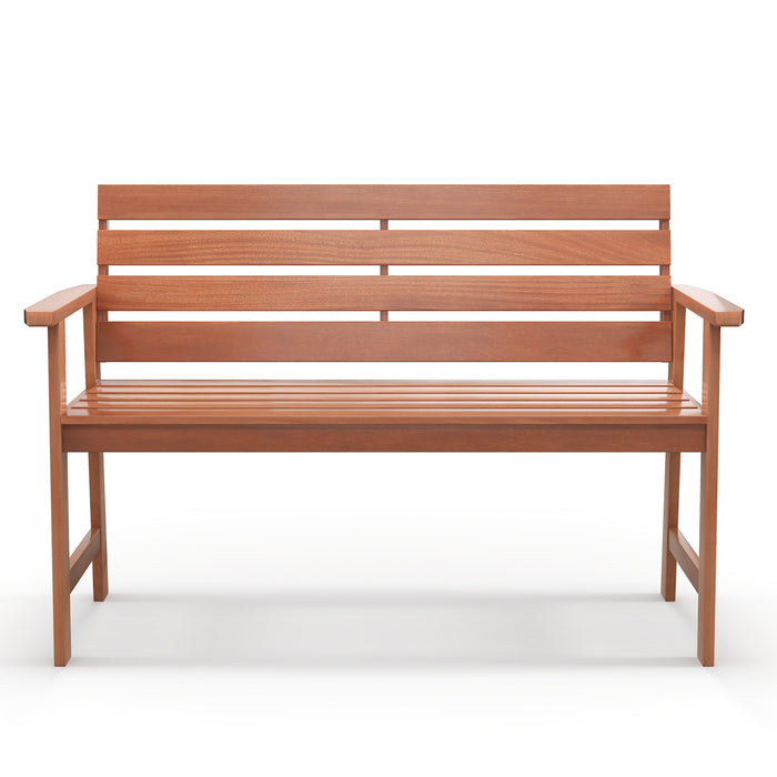 Patio Hardwood Bench - Wood 2-Seat Chair with Breathable Slatted Seat - Ideal Garden Furniture for Comfortable Outdoor Seating