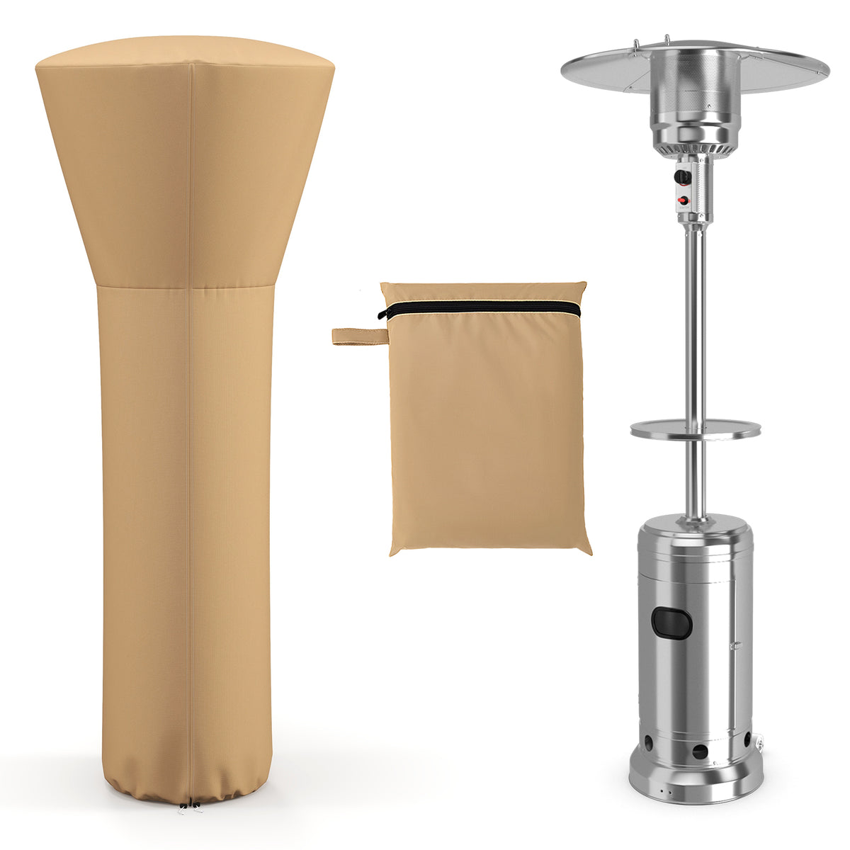 Patio Heater Protective Cover - All-Weather Resistant with Zipper and Storage Bag - Ideal for Outdoor Furnace Owners
