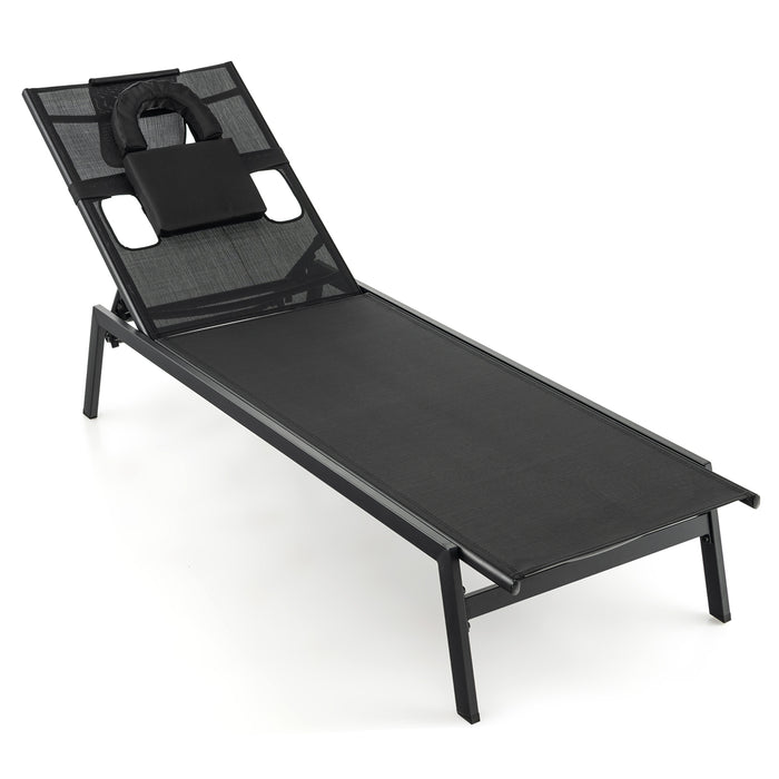 Lounge Chair for Patio - Black Sunbathing Seating Comfort - Ideal for Outdoor Relaxation and Leisure Activities