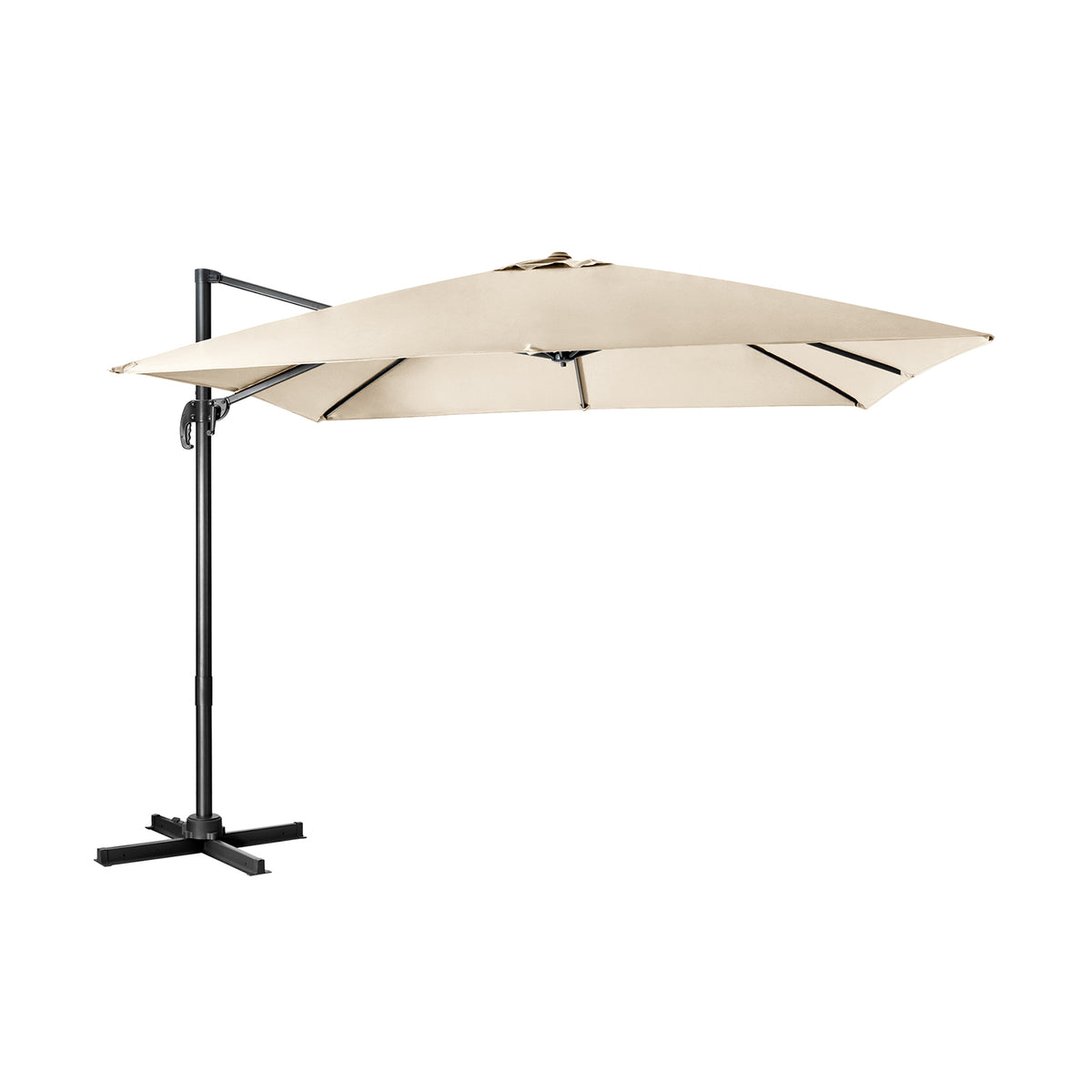 Square Offset Patio Umbrella with Cross Base - Adjustable Tilt Feature for Sun Protection - Perfect for Outdoor Patio and Garden Use
