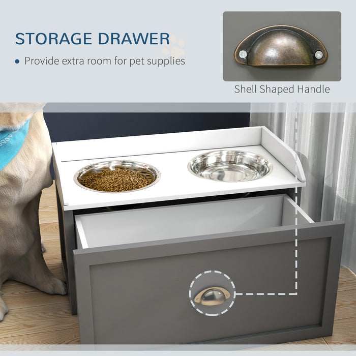 Stainless Steel Elevated Pet Feeders - Dog Bowls with 21L Storage, Large Breed Design - Convenient Feeding Station for Big Dogs with Drawer Organizer