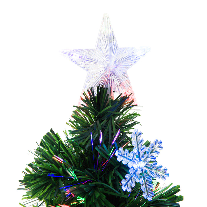 4ft Pre-Lit Artificial Christmas Tree with Snowflake Lights - 120cm Festive Green Holiday Decor - Ideal for Small Spaces & Celebrations