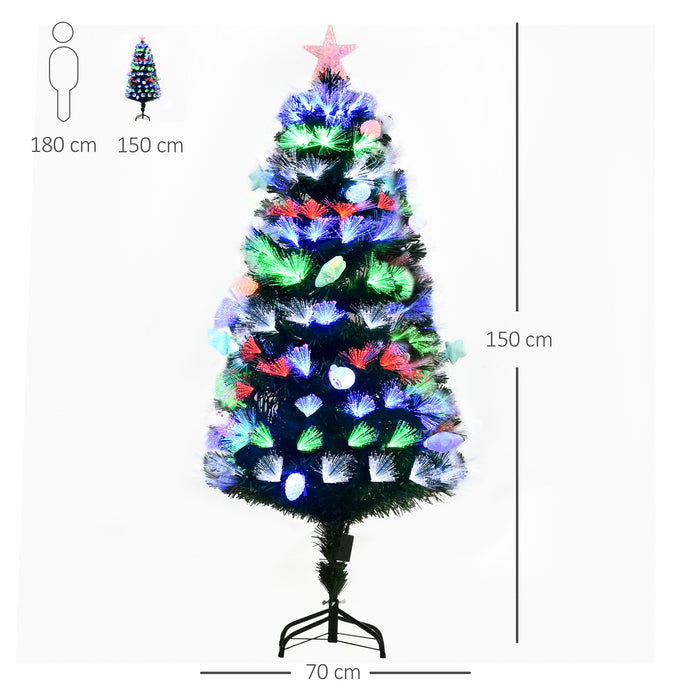 Pre-Lit 5FT Artificial Christmas Tree with Fiber Optic Ornaments - Star-Topped LED Lights for Festive Glow - Ideal Holiday Décor for Home or Office