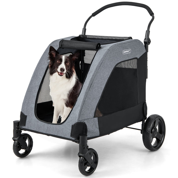 Pet Gear Stroller Model PG8100 - Easy-Fold Stroller with Front Door & Skylight Designed for Medium to Large Dogs - Ideal Solution for Pet Mobility in Grey Hue