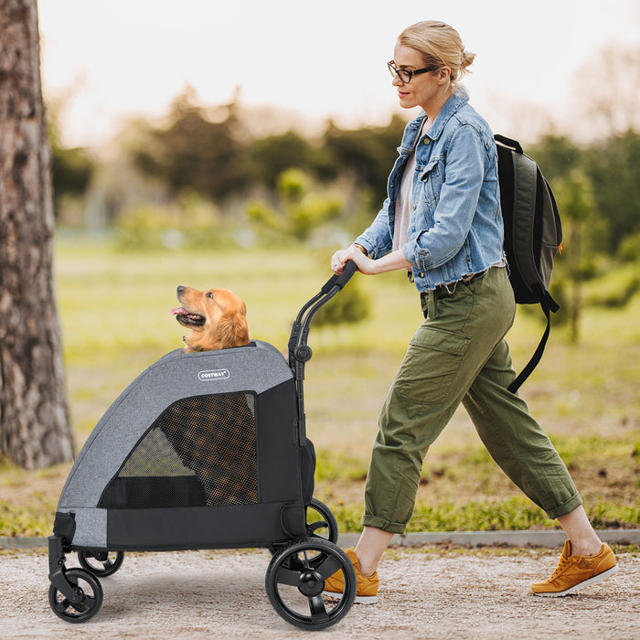 Pet Gear Stroller Model PG8100 - Easy-Fold Stroller with Front Door & Skylight Designed for Medium to Large Dogs - Ideal Solution for Pet Mobility in Grey Hue