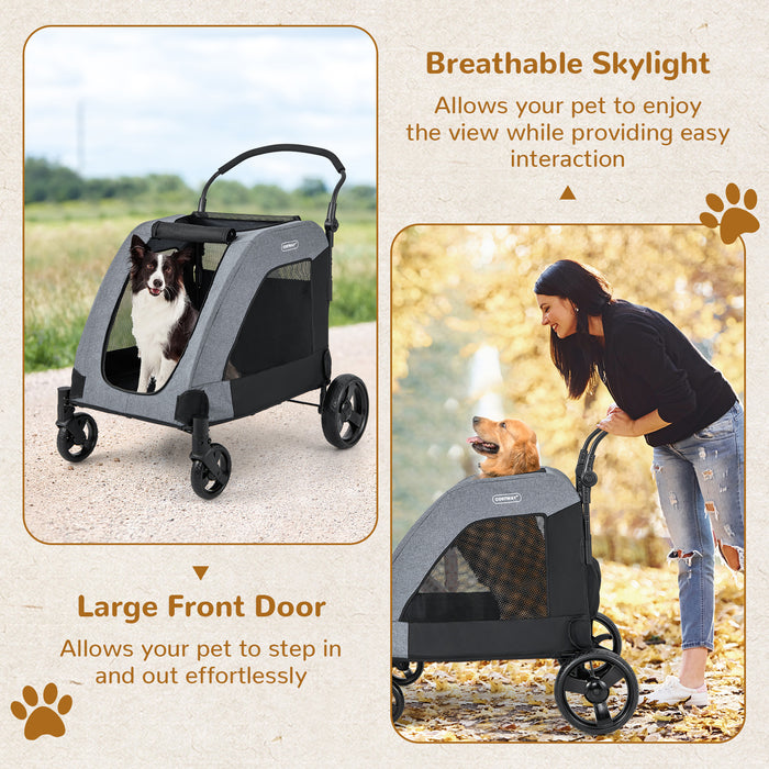 Pet Gear Stroller Model PG8100 - Easy-Fold Stroller with Front Door & Skylight Designed for Medium to Large Dogs - Ideal Solution for Pet Mobility in Grey Hue