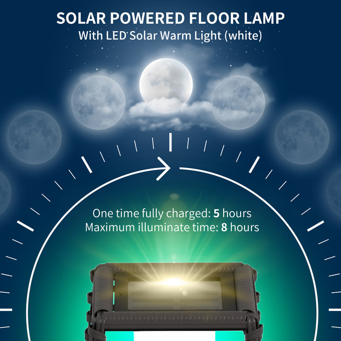 Solar Floor Lamp - Outdoor Garden Pathway Lantern with Auto On/Off LED Lights - Decorative Illumination for Porch and Yard, Grey