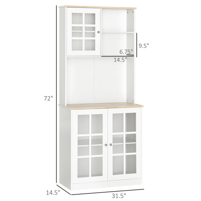 Elegant Kitchen Cupboard Sideboard - Ample Storage with Counter Space, Glass Door Cabinets, and Shelves - Ideal for Organizing Tableware and Culinary Essentials